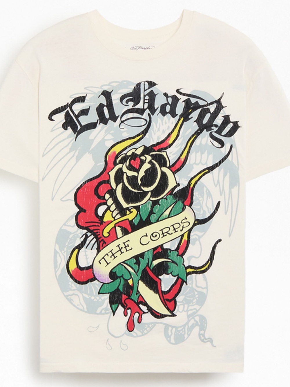 Ed Hardy the corpse rose boxy tee